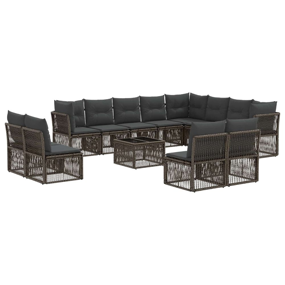 Ensemble de canapé de jardin 13 pc gris polyrotin