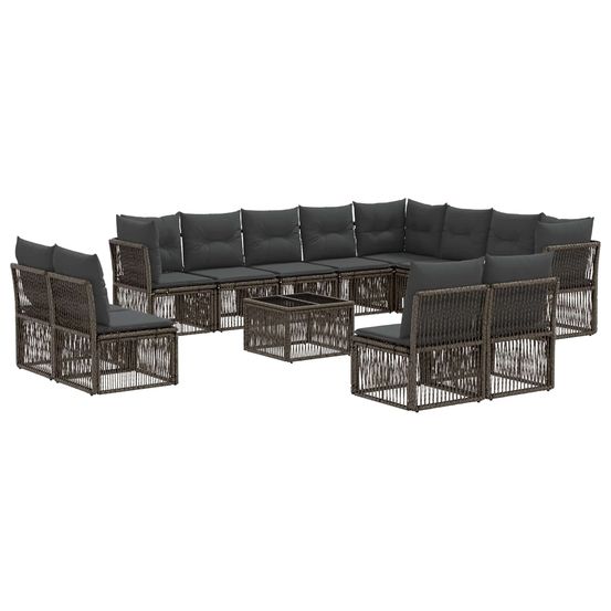 Ensemble de canapé de jardin 13 pc gris polyrotin