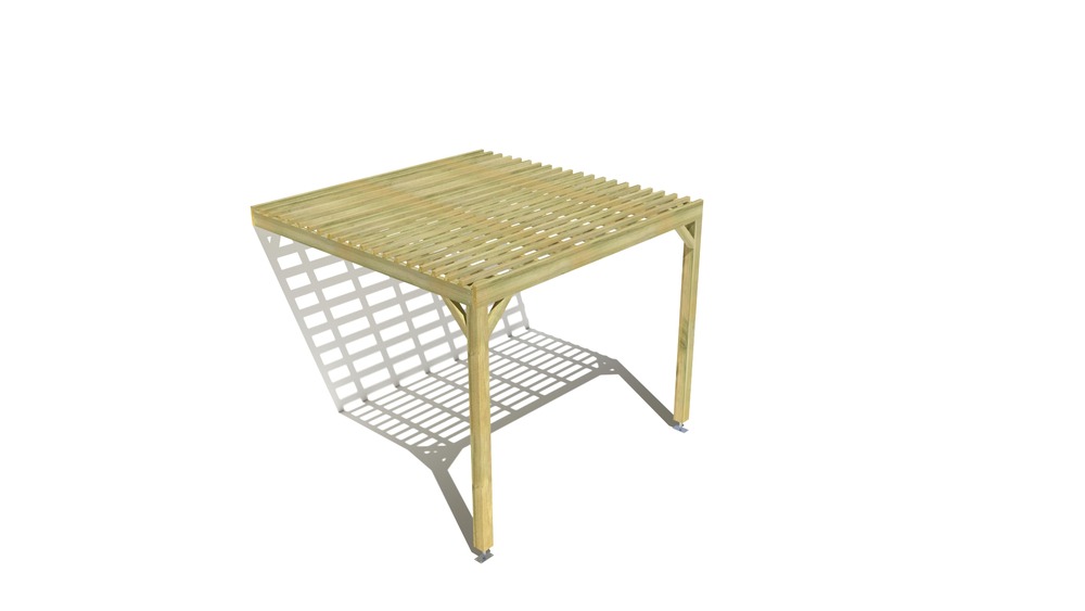 Pergola bois • 3m x 3m • adossée • sens profondeur • lattage bois • livraison comprise