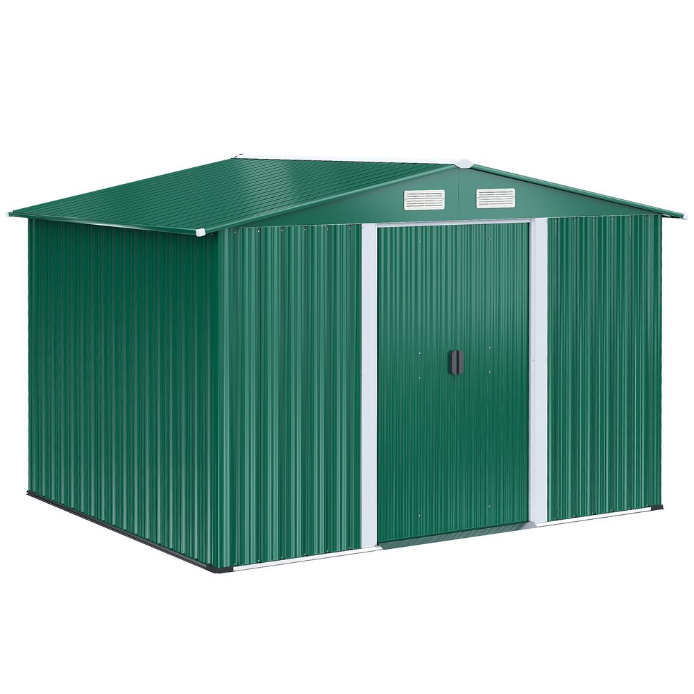 Abri de jardin rangement acier extérieur portes coulissantes 258x206x178cm vert - comfortxl outdoor living