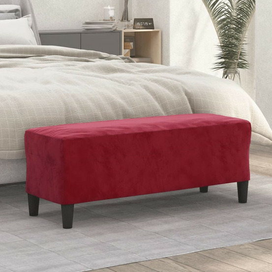Banc rouge bordeaux 100x35x41 cm velours