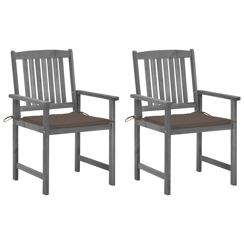 Chaises de jardin et coussins lot de 2 gris bois acacia massif