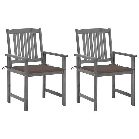 Chaises de jardin et coussins lot de 2 gris bois acacia massif