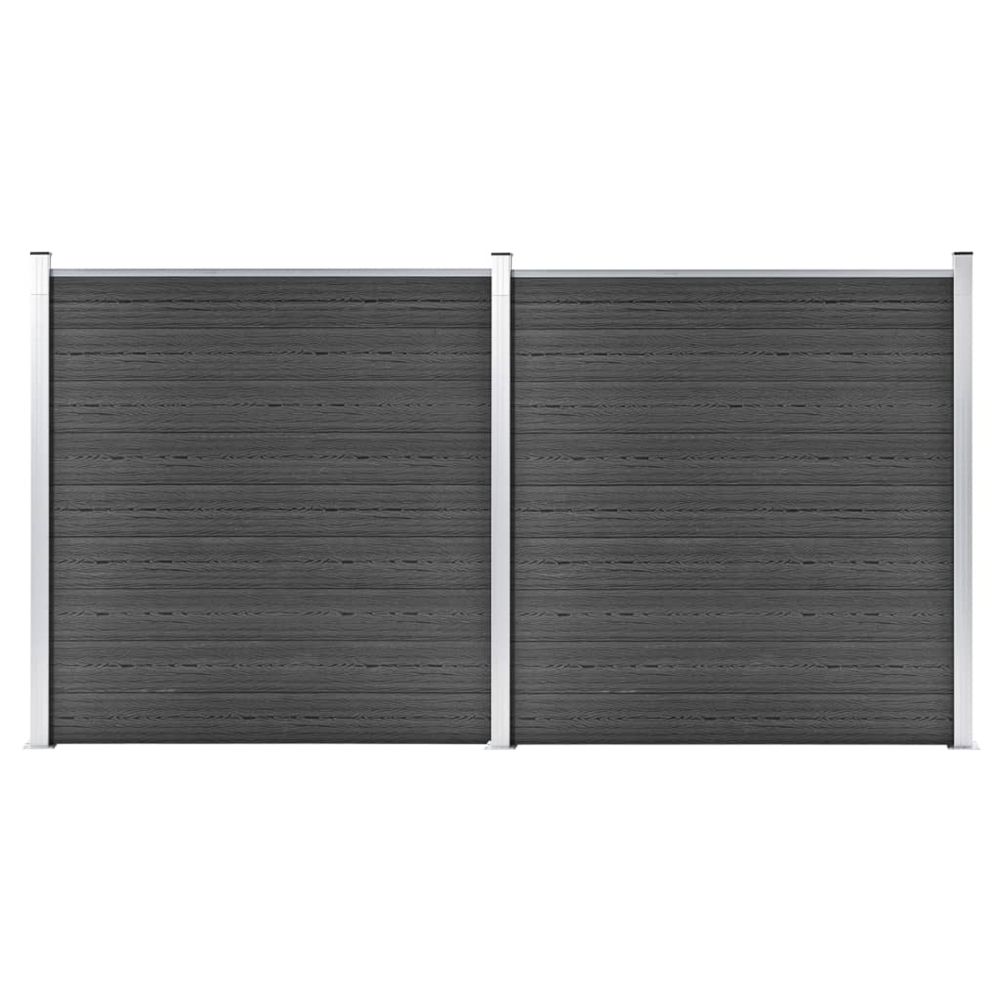 Ensemble de panneau de clôture wpc 353x186 cm noir