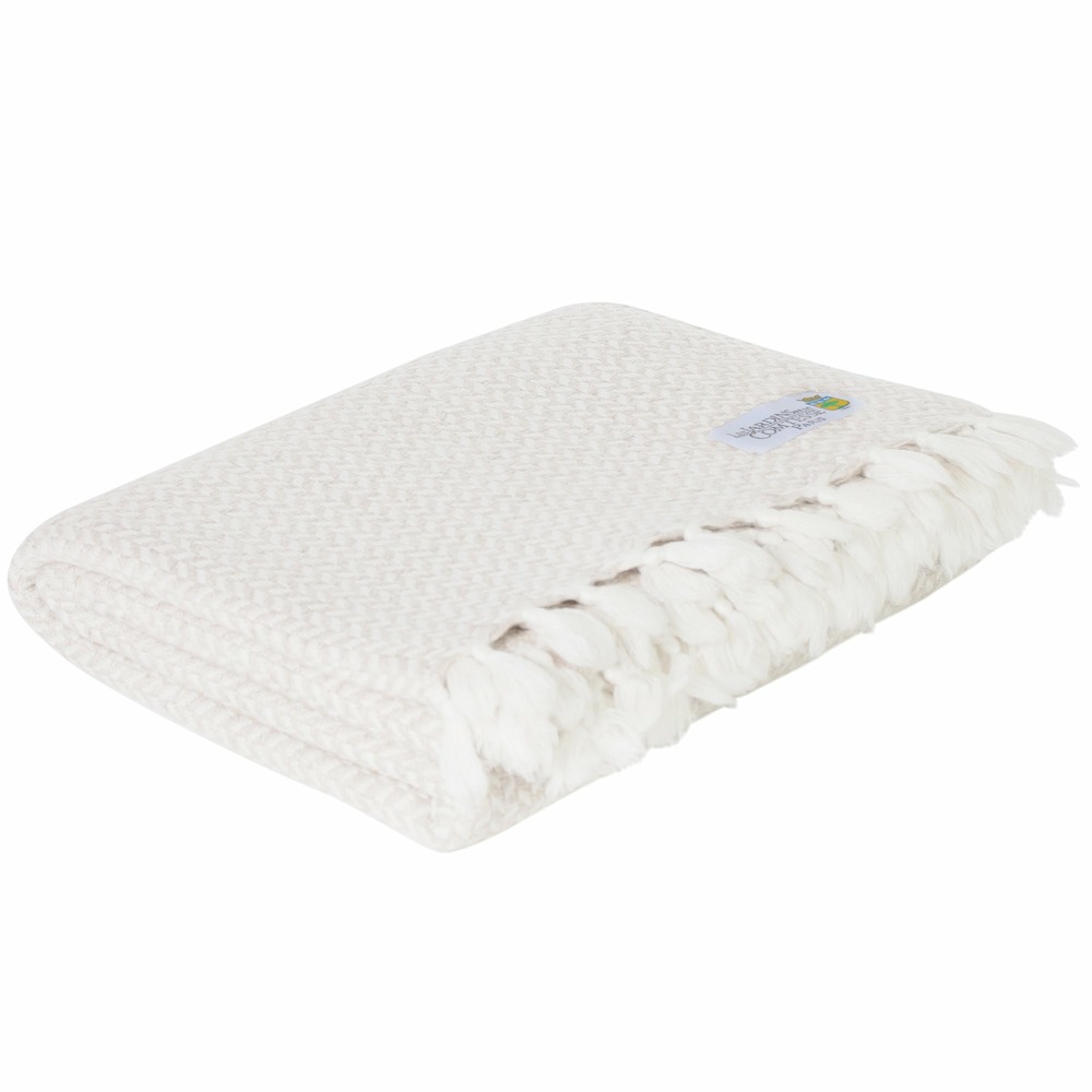 Plaid cachemire et laine ivoire