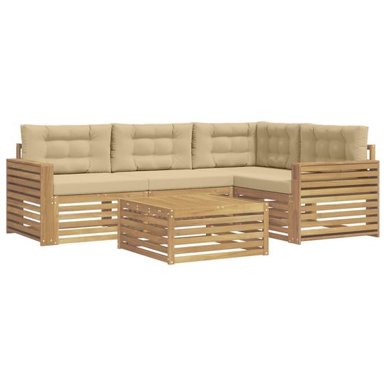 Ensemble de canapés d'extérieur 5 pc blanc et beige polyester