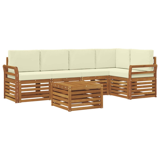 Ensemble de canapé d'angle avec coussin 6 pcs naturel et crème