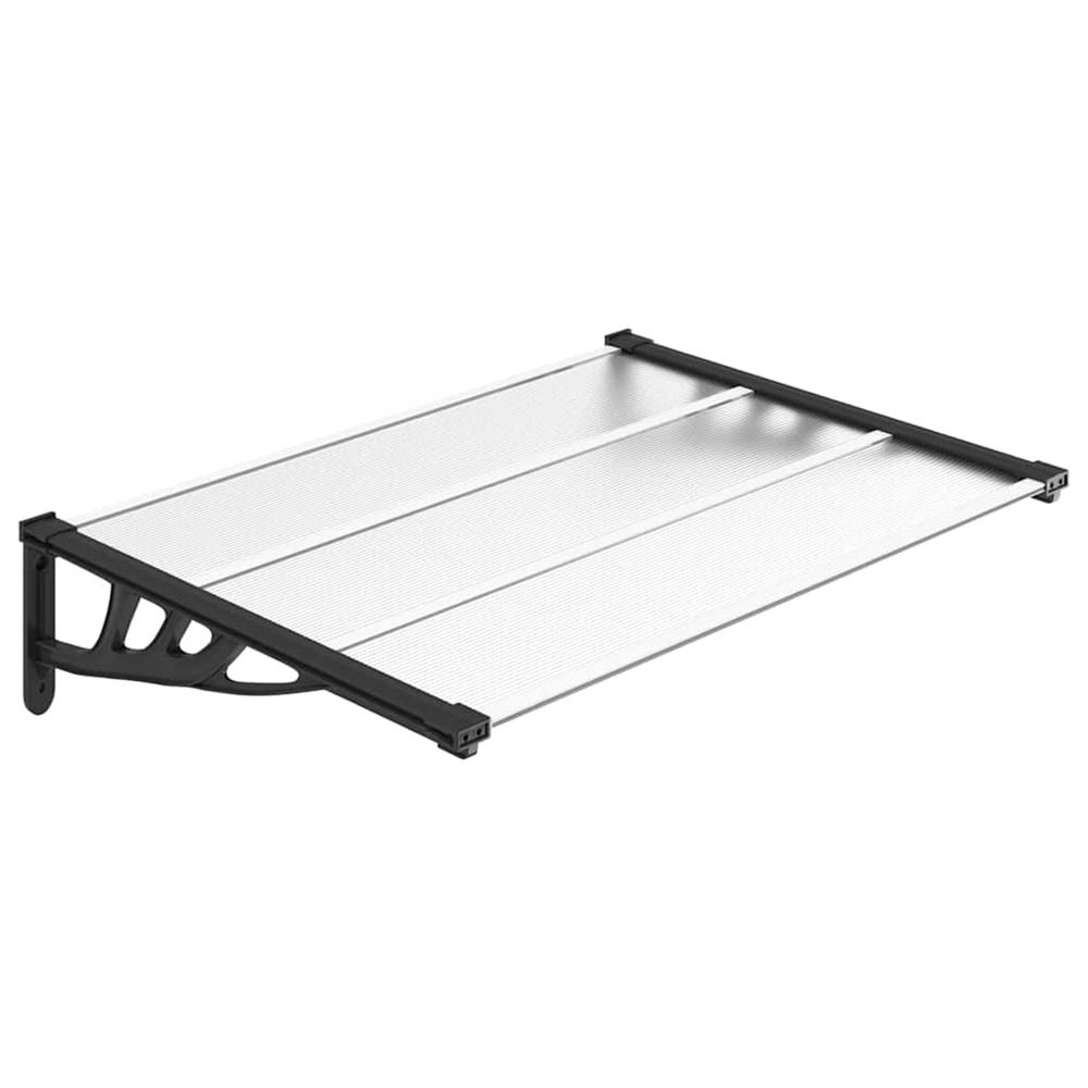Auvent de porte noir et transparent 122x90 cm polycarbonate