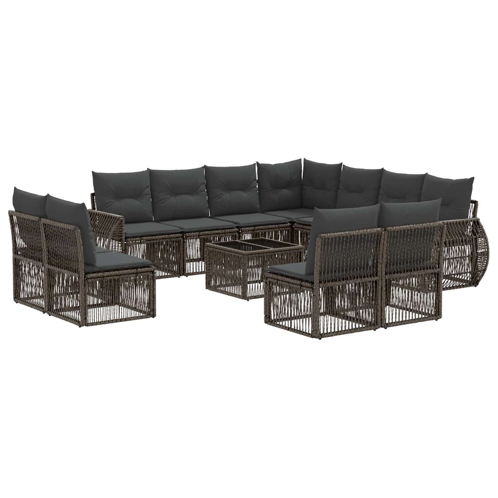 Ensemble de canapé de jardin 12 pc gris et gris foncé polyrotin