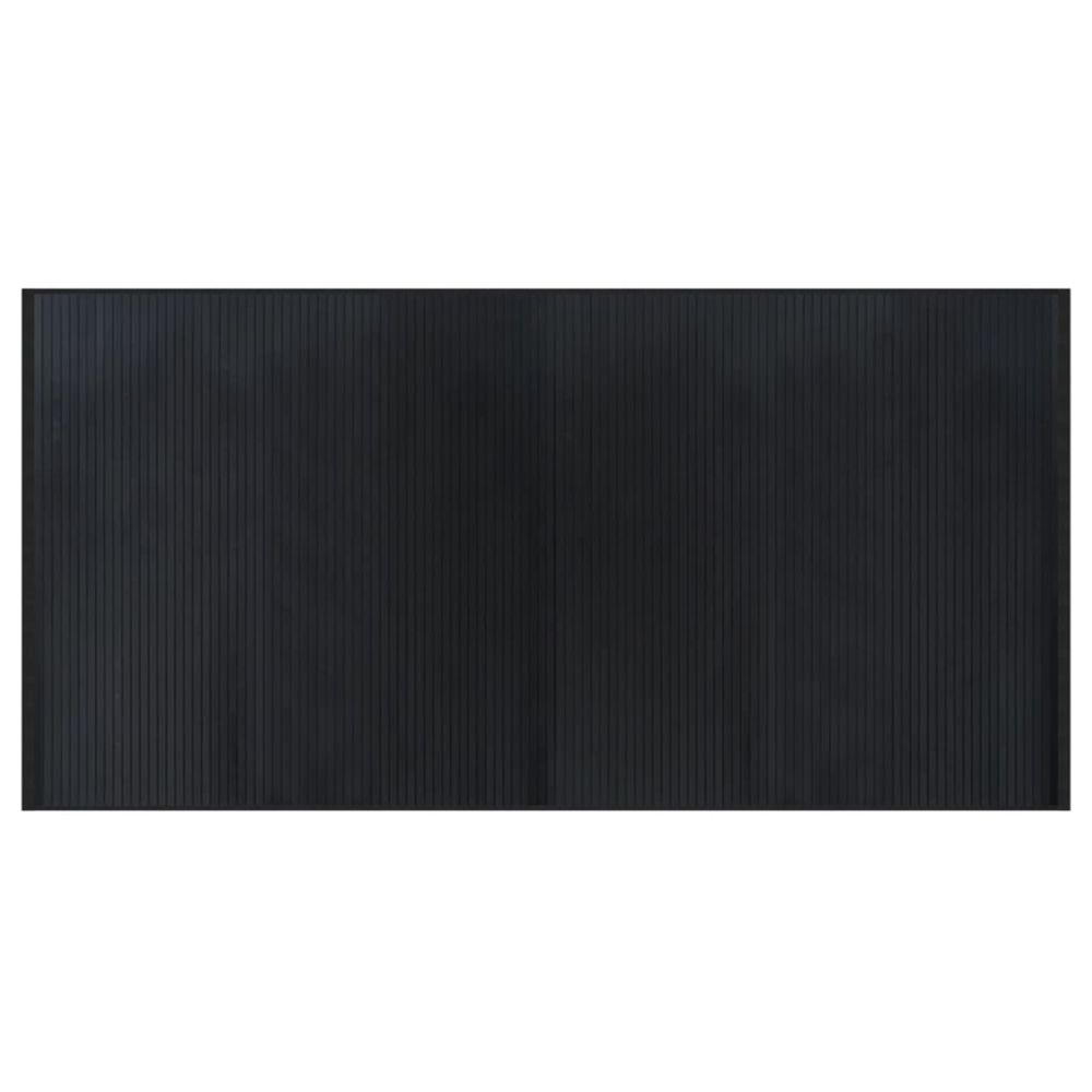 Tapis rectangulaire noir 100x200 cm bambou