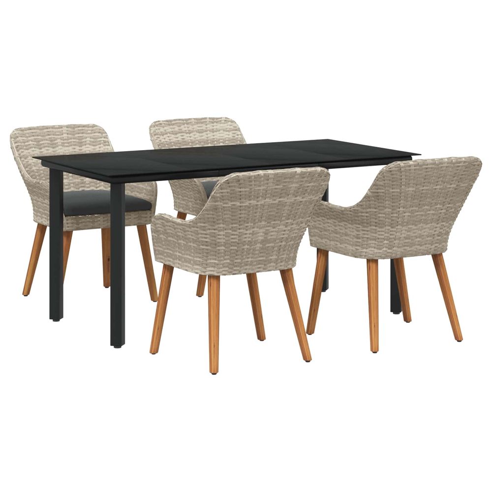 Ensemble de salle à manger pour jardin 5 pc gris clair