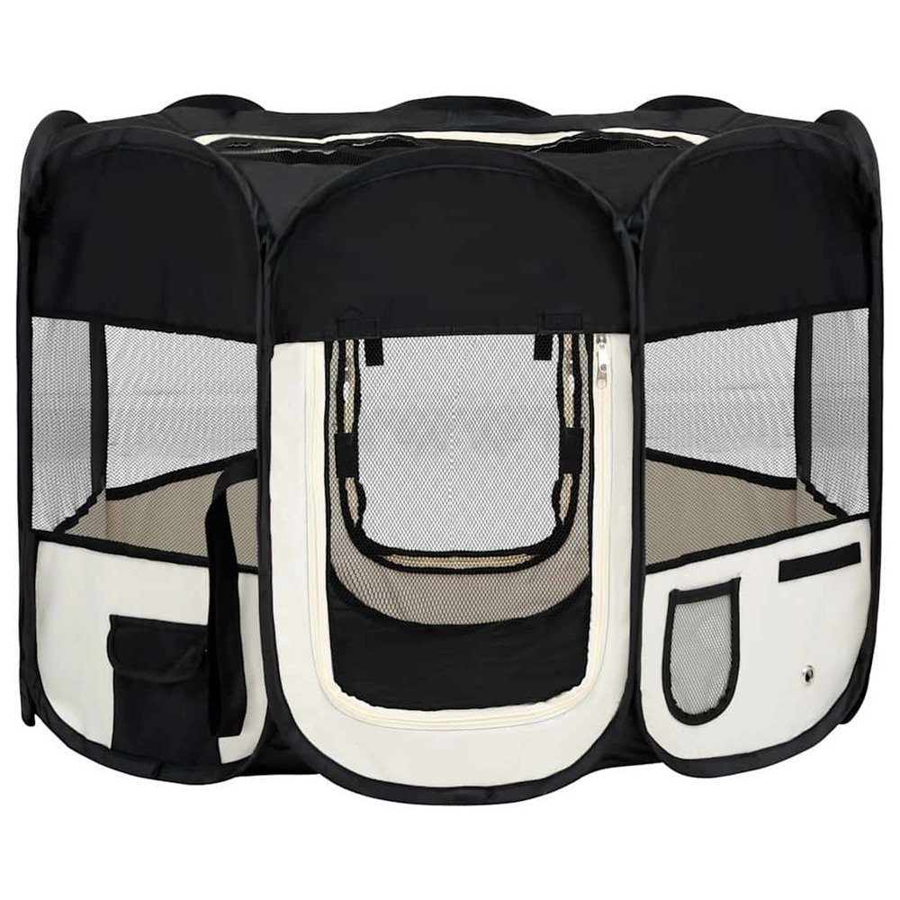 Parc pour chiens pliable avec sac de transport noir 90x90x58 cm