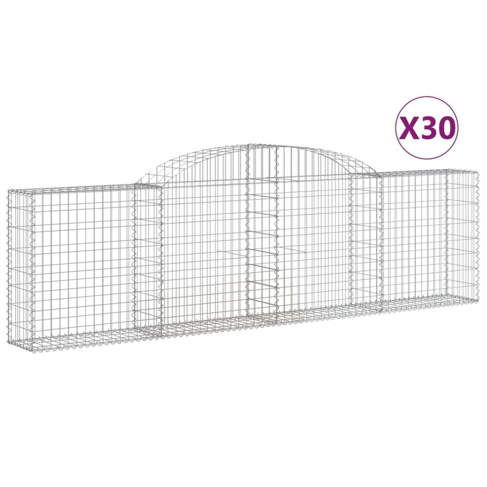 Paniers à gabions arqués 30 pcs 300x30x80/100 cm fer galvanisé