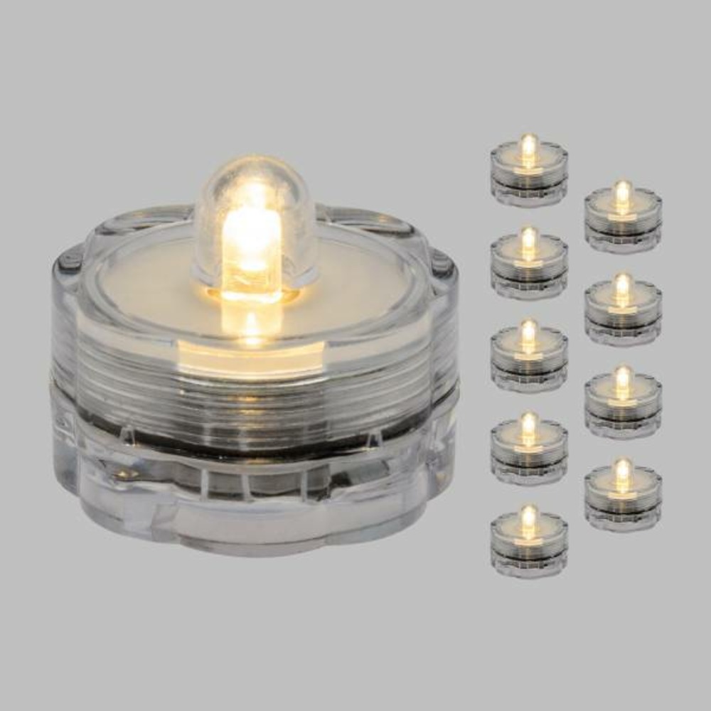 Lot de 10 lampions bougies chauffe-plat led submersibles blanc chaud à piles lotti