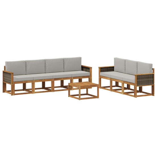 Ensemble de canapés d'extérieur 7 pcs naturel et gris clair