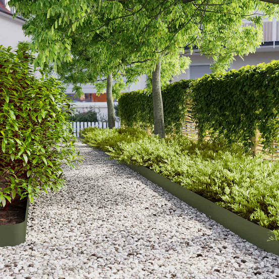 Bordures pelouse 50pcs vert olive 15x103cm acier laminé à froid