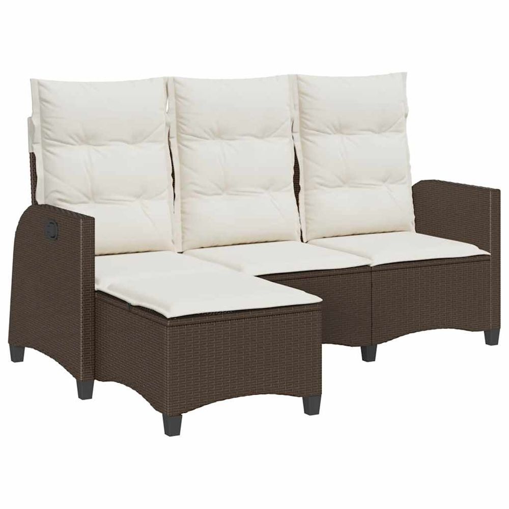 Canapé de jardin inclinable coussins forme l marron polyrotin