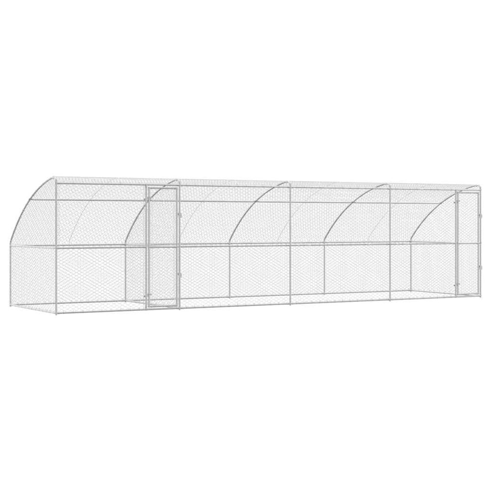 Kennel pour chiens 4 pc argenté 8 x 2 x 2 m acier galvanisé
