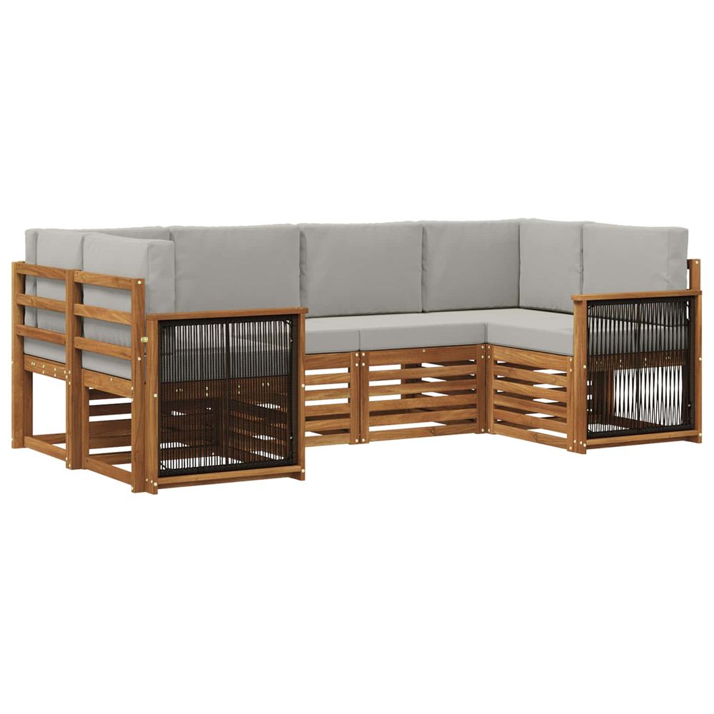 Ensemble de canapés d'extérieur 5 pc naturel et gris clair