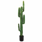 Grand cactus artificiel en pot plastique rond noir 160cm