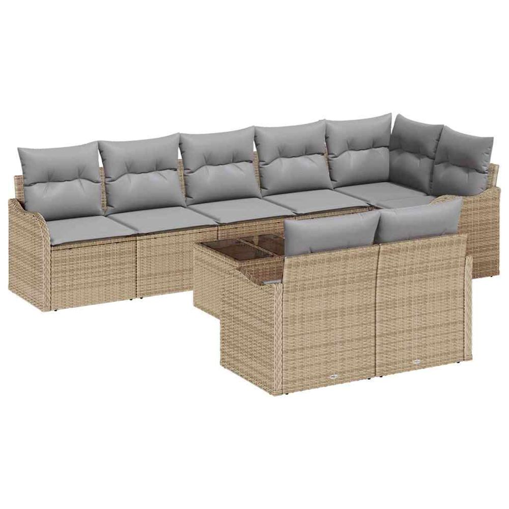 Ensemble de canapé de jardin 9 pc beige et gris clair polyrotin