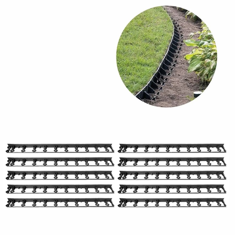 Jeu de 10 bordure jardin plastique 6cm x 10m | bordures de jardin | bordure en plastique