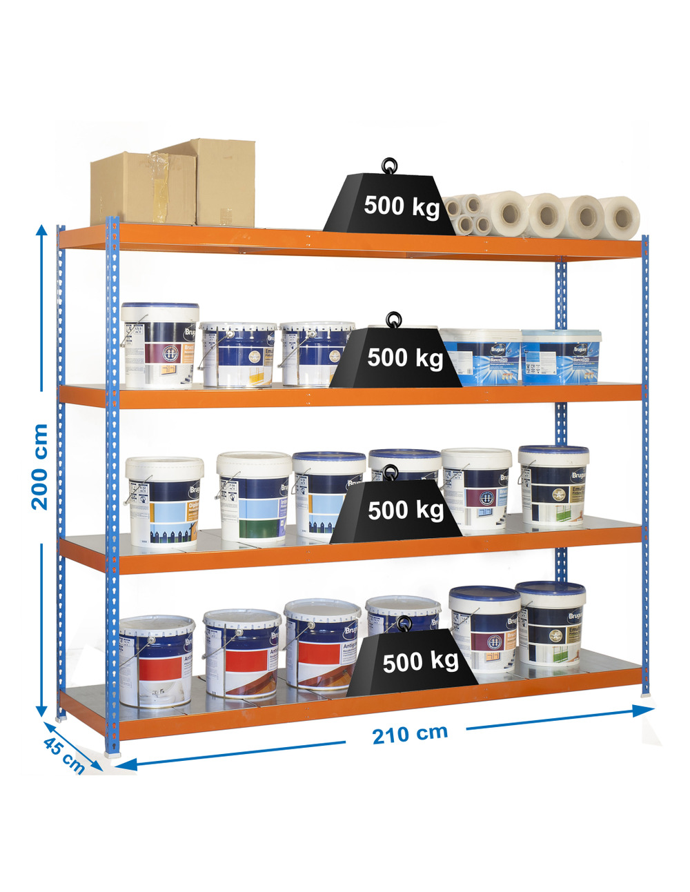 Etagère sans vis simonforte 2104-4 metal bleu/orang/galva bleu/orange/galva 2000x2100x450 - simonrack