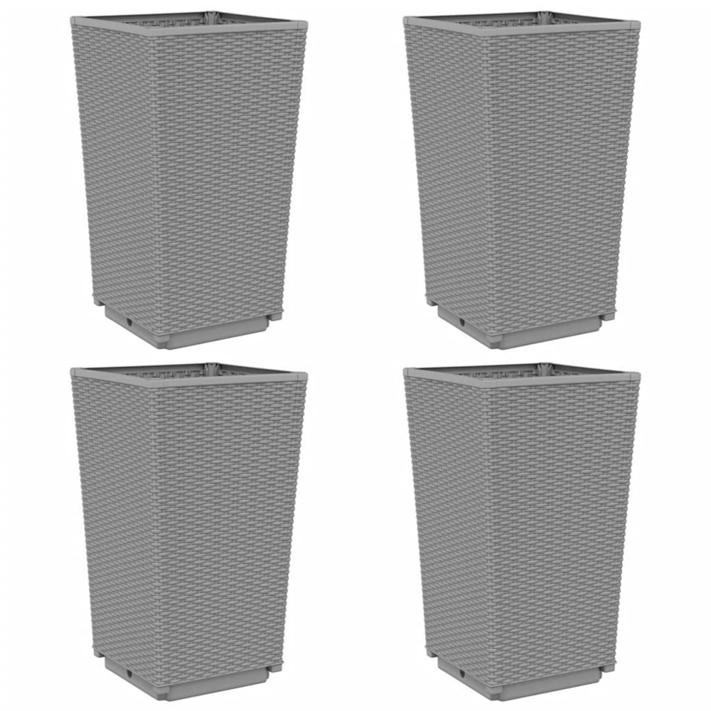 Jardinière bac lit surélevé plantes fleurs jardin terrasses lot de 4 clair 32,5 x 32,5 x 57 cm polypropylène gris