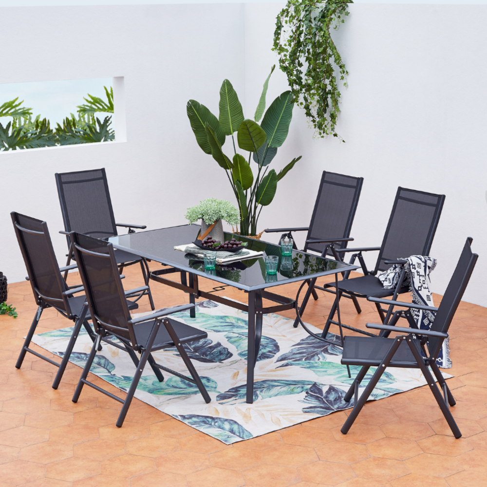 Table de jardin et 6 chaises en aluminium rimini