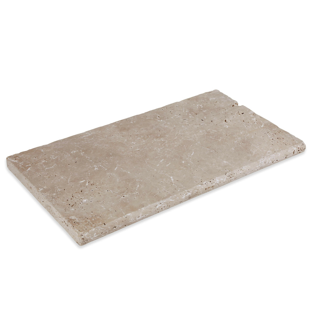 Dessus de marche travertin beige nuancé 61x33x3 cm bord 1/2 rond (à l'unité) - ro'ma nature