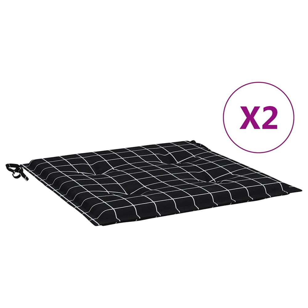 Coussins de chaise de jardin lot de 2 motif à carreaux noir