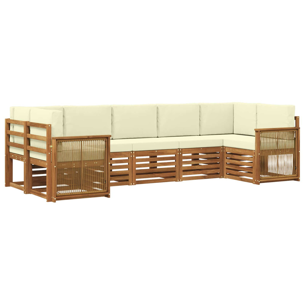 Ensemble de canapé d'angle avec coussin 6 pcs naturel et crème