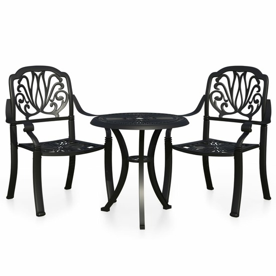 Ensemble de bistro 3 pcs aluminium coulé noir