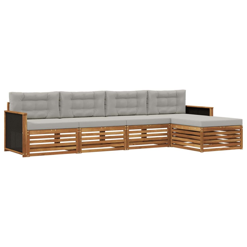 Ensemble de canapés d'extérieur 5 pc naturel et gris clair