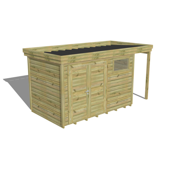 Abri de jardin bois pin traité autoclave 27mm - 4,44x2,14m / 10m2 - bac acier - plancher bois
