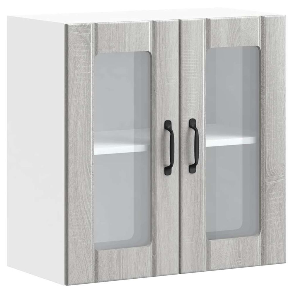 Armoire murale de cuisine et porte en verre lucca sonoma gris