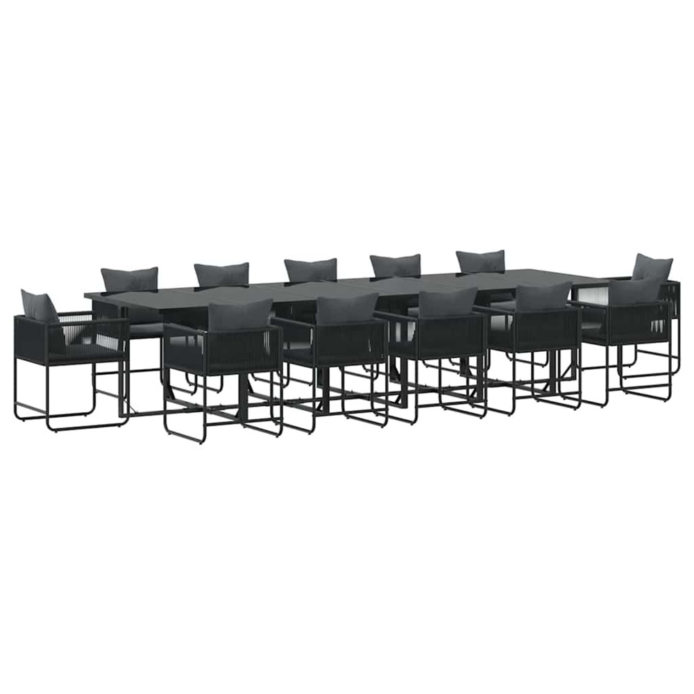 Ensemble de salle à manger pour jardin 13 pcs noir acier