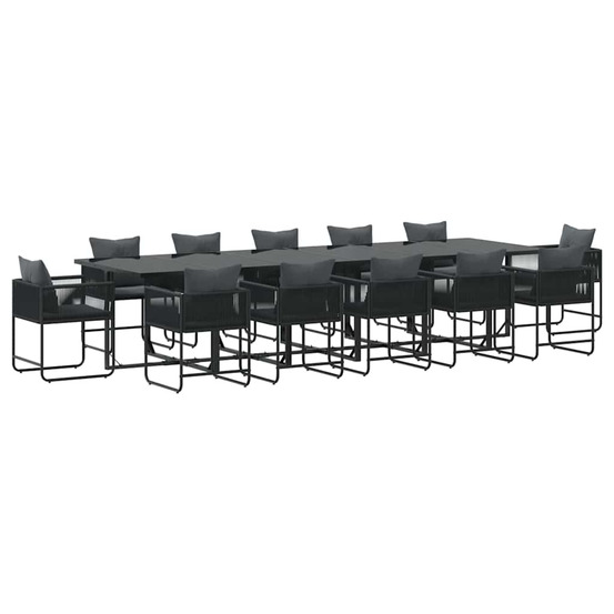 Ensemble de salle à manger pour jardin 13 pcs noir acier