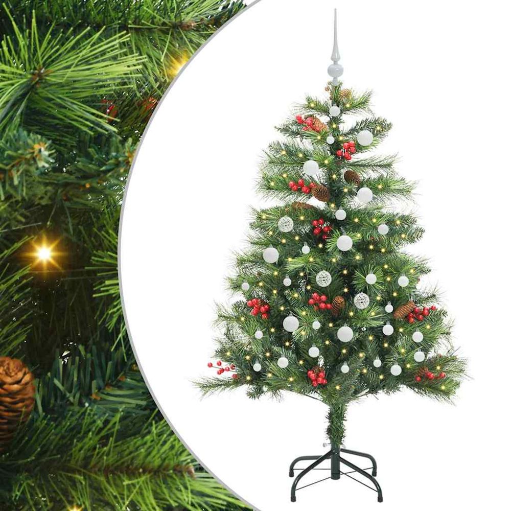 Sapin de noël artificiel 150 led blanc chaud pvc et métal vert
