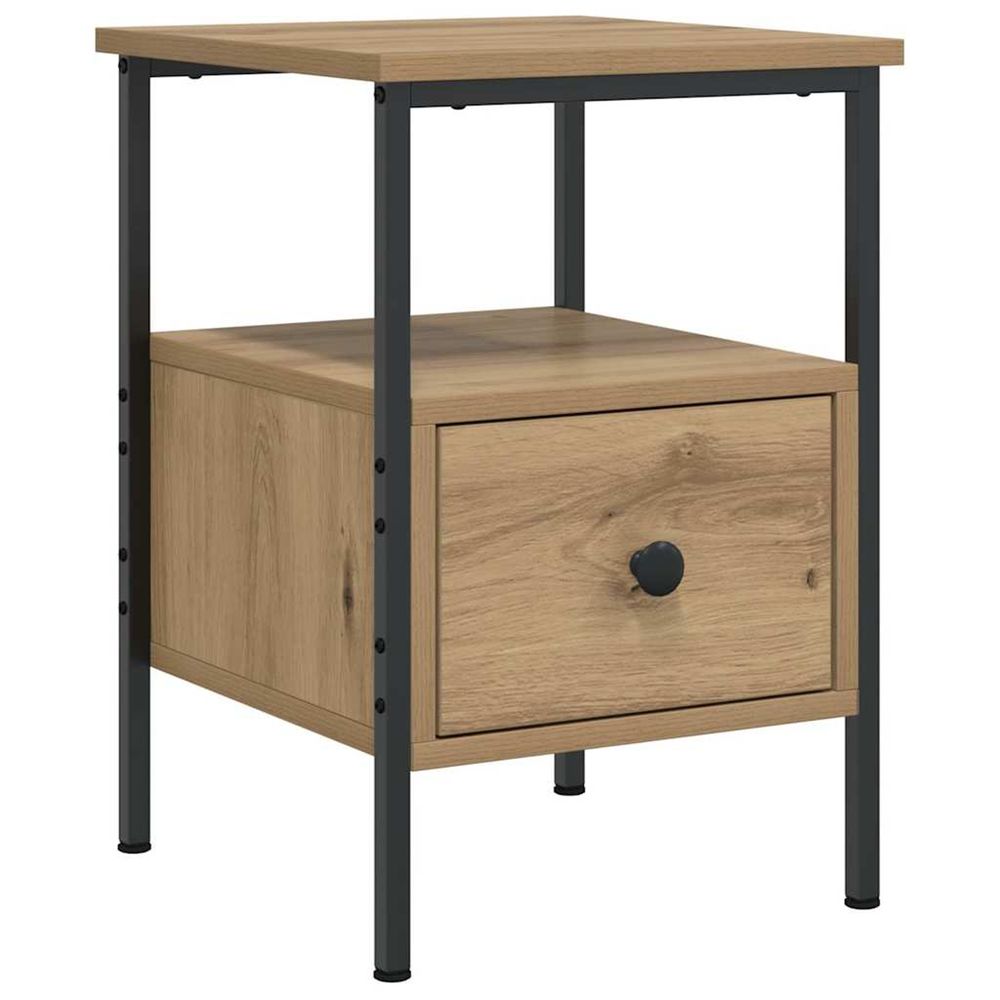 Table de chevet chêne artisanal 34x36x50 cm bois d'ingénierie