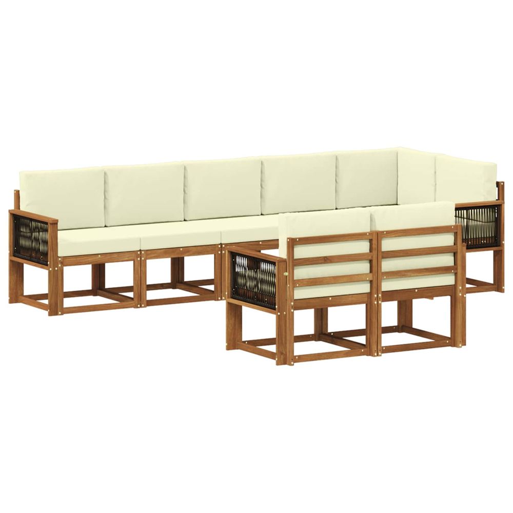 Ensemble de canapés d'extérieur 8 pc naturel et crème polyester