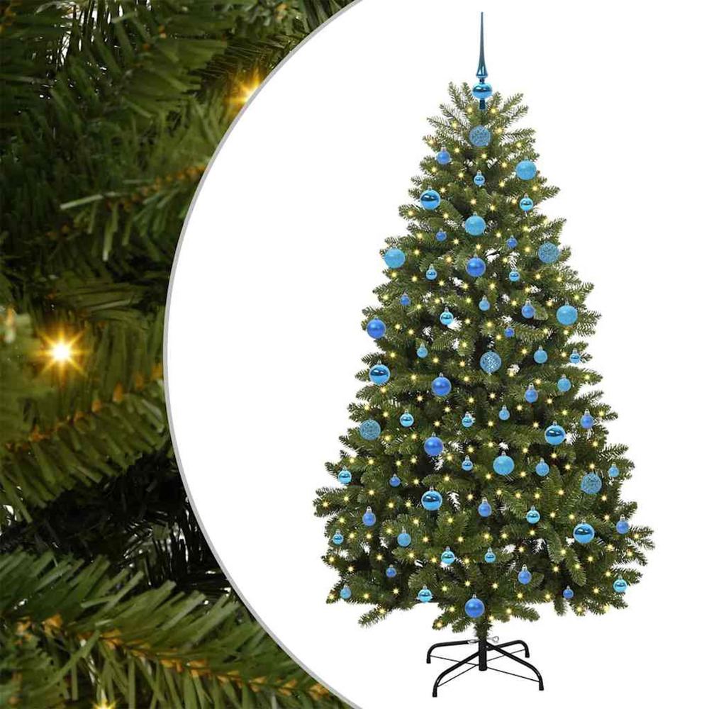 Sapin de noël artificiel avec 300 led vert 180 cm pvc et métal