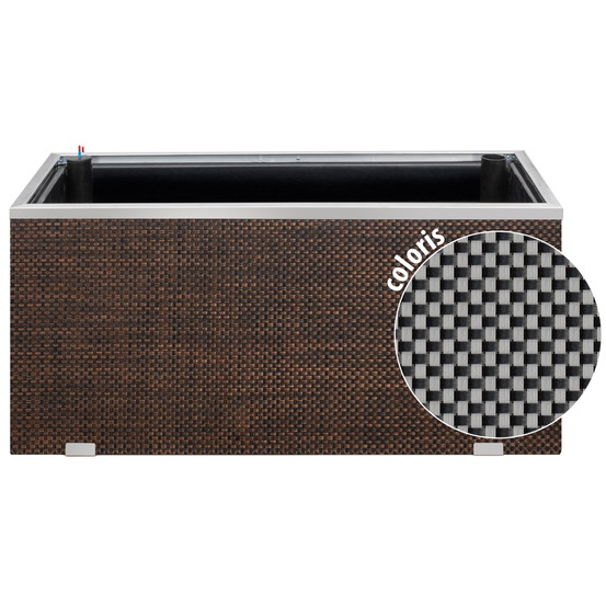 Jardinière en résine tressée avec réserve d'eau et cadre en aluminium 95 x 39 x