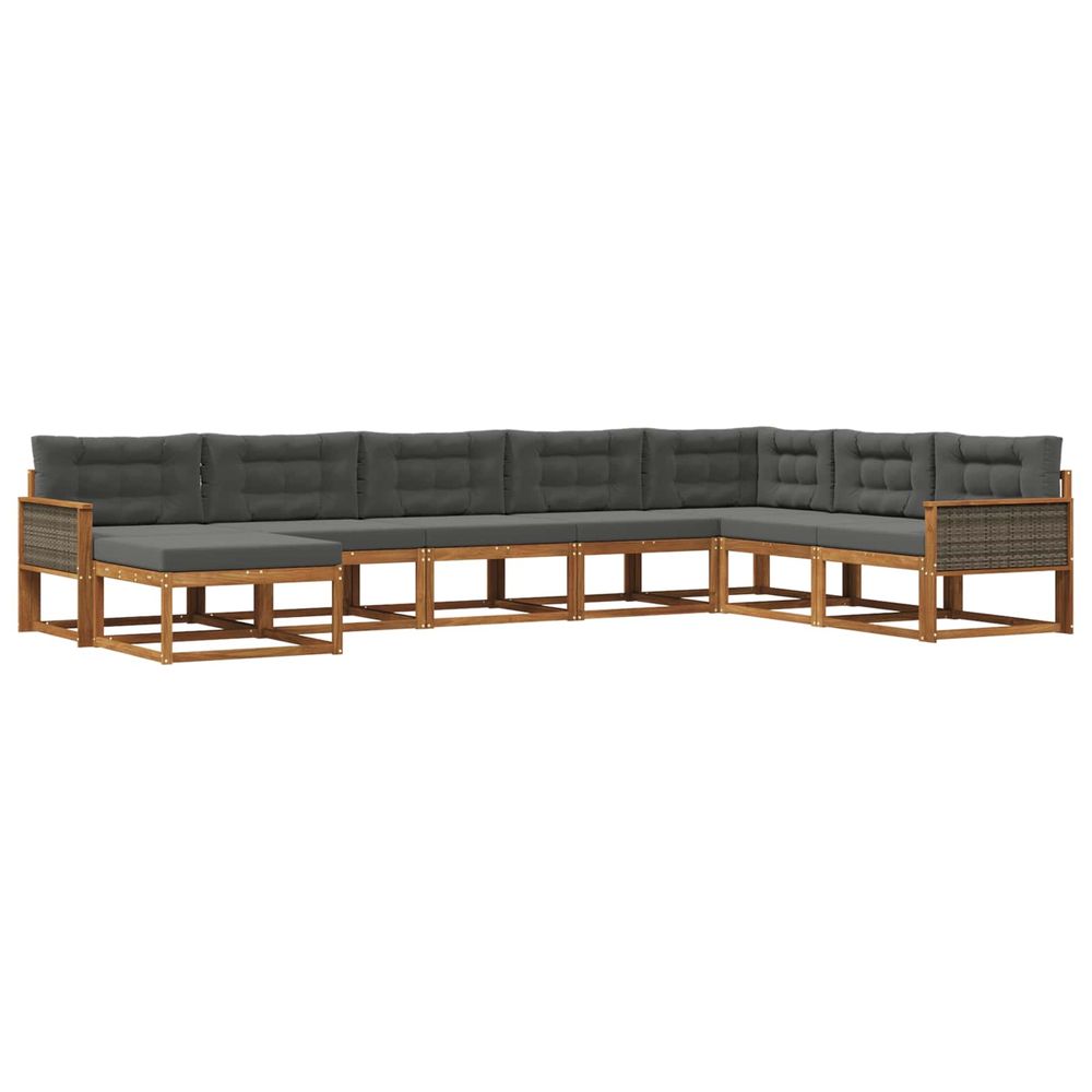 Ensemble de canapés d'extérieur 8 pc naturel et anthracite