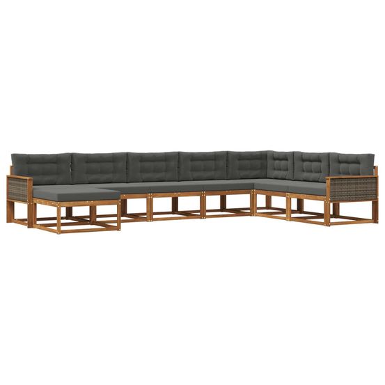Ensemble de canapés d'extérieur 8 pc naturel et anthracite