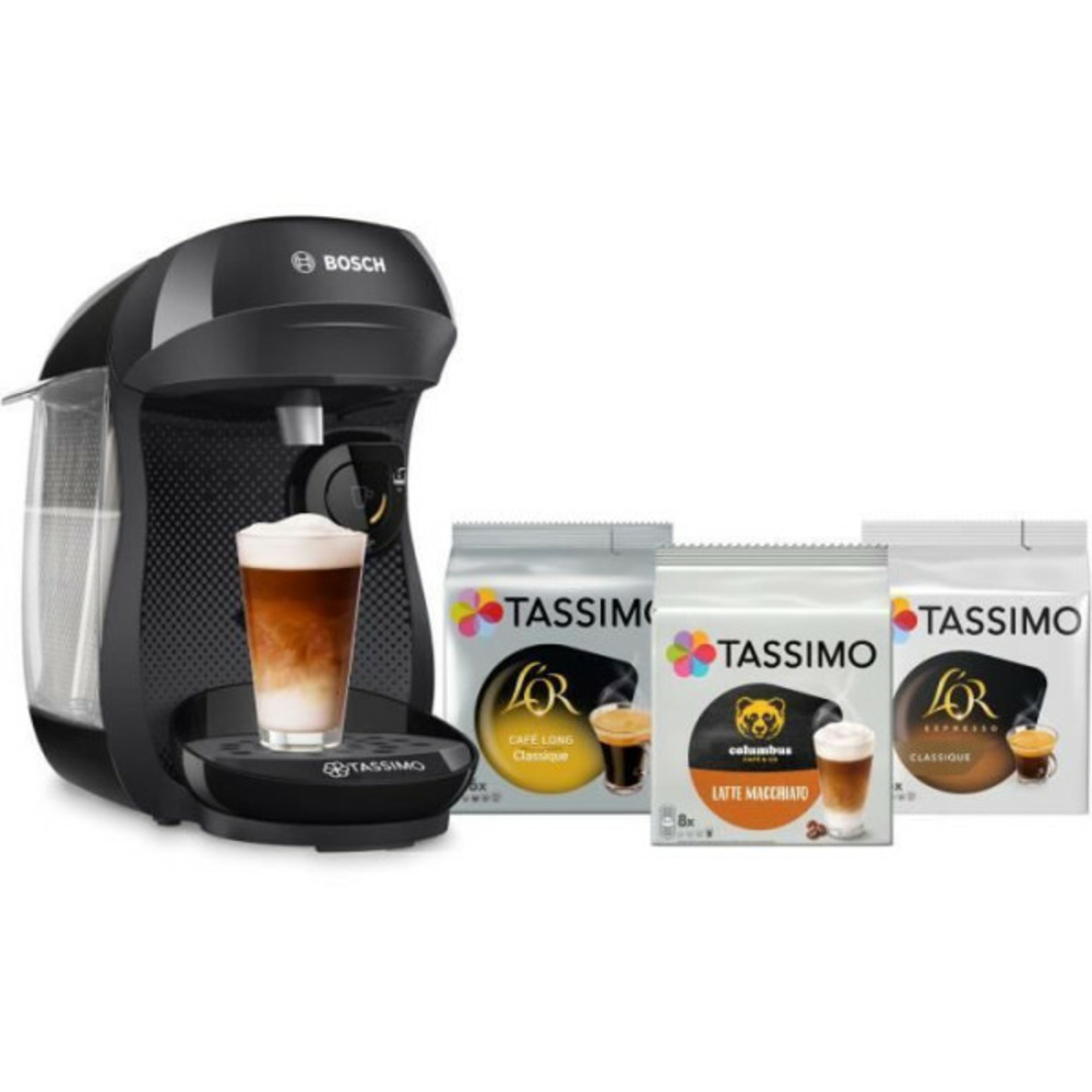 Machine a cafe tassimo happy noir + 3 packs de t- discs - - tas102ec3