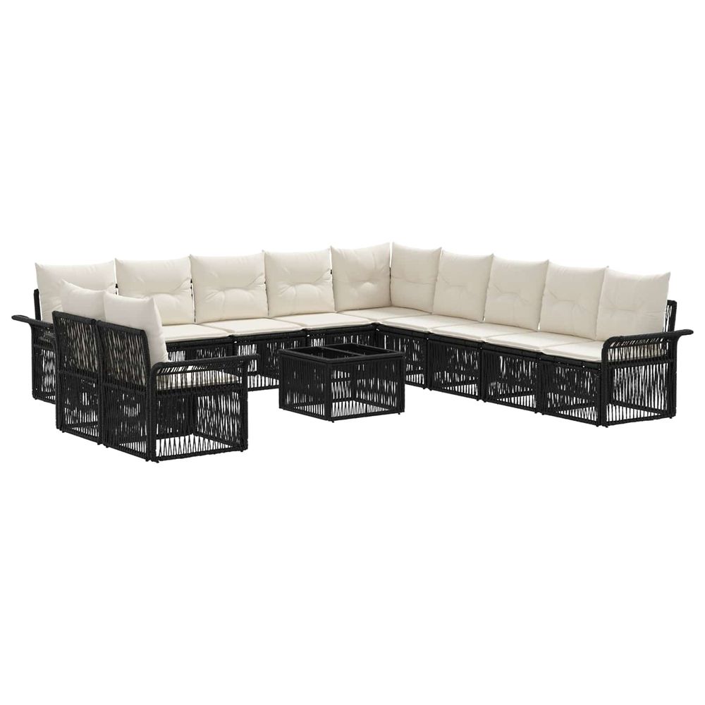 Ensemble de canapé de jardin 12 pc noir polyrotin