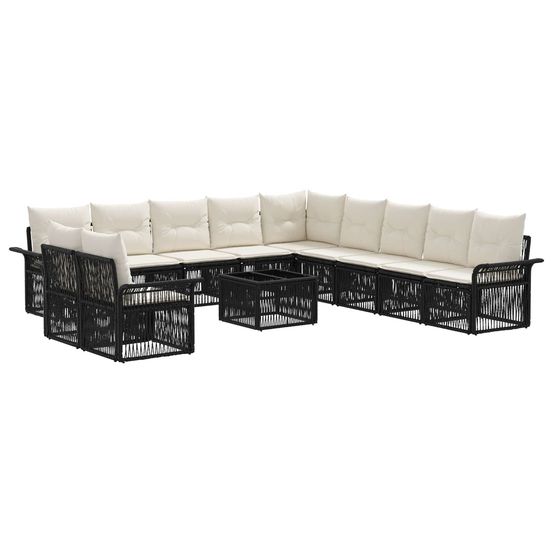 Ensemble de canapé de jardin 12 pc noir polyrotin