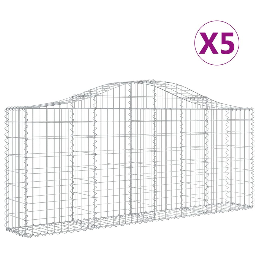 Paniers à gabions arqués 5 pcs 200x30x80/100 cm fer galvanisé