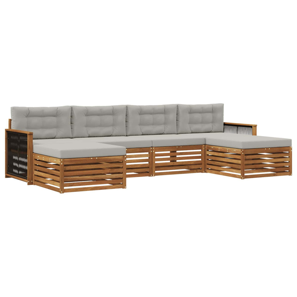 Ensembles de canapés avec coussin 6 pcs bois d'acacia massif